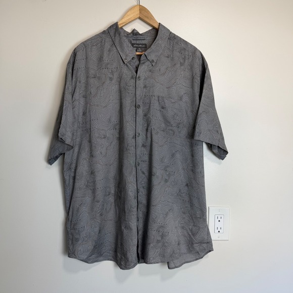Eddie Bauer Other - BNWT Eddie Bauer Vashon Topographic Map Print Shirt Grey Mens 2XL